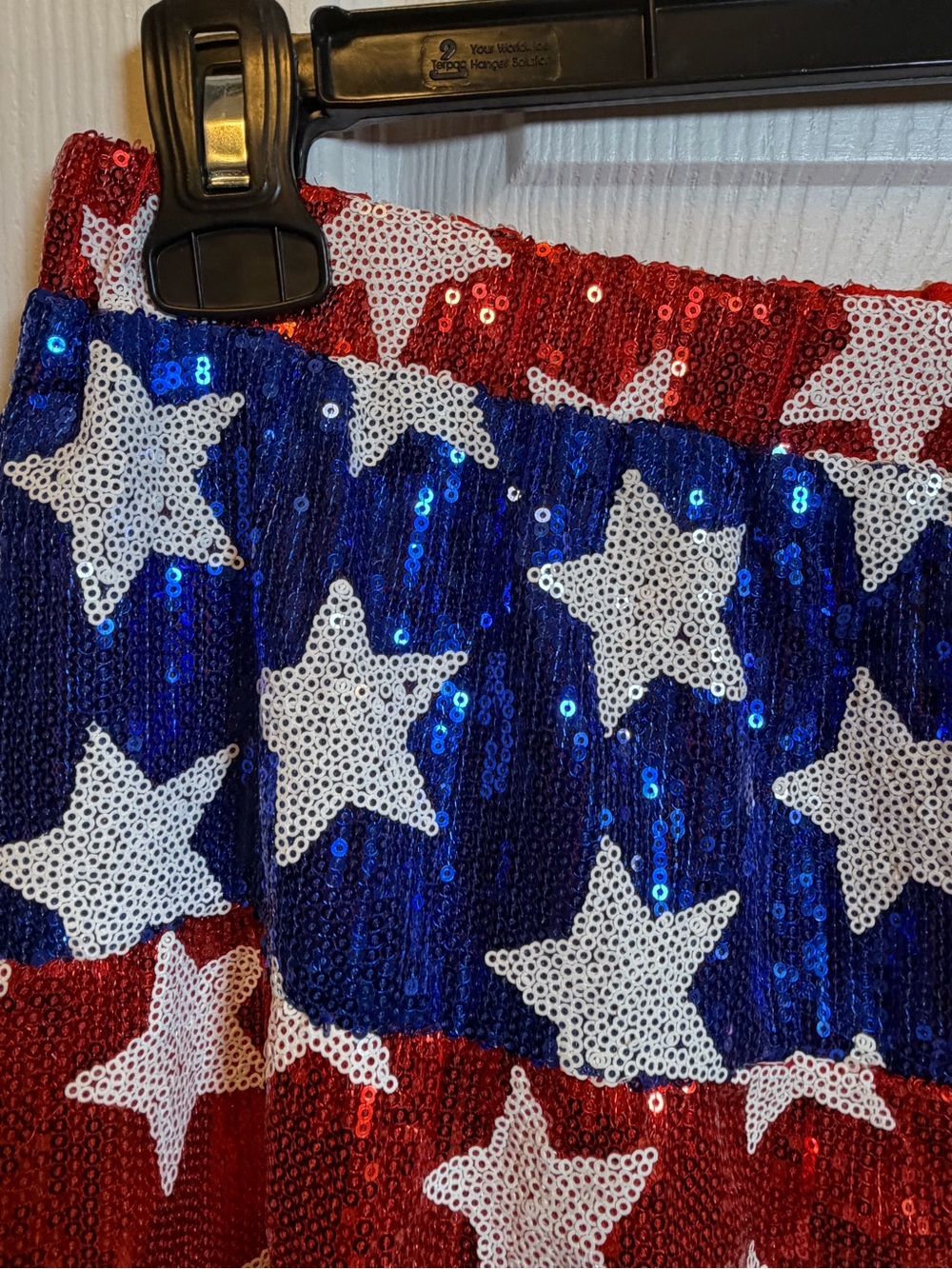 ✨ New with Tags (NWT) BiBi Sequin American Flag Tiered Skirt in Size XL. - Picture 3 of 10